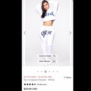 FASHION NOVA SAVAGE CROPPED HOODIE/JOGGERS
